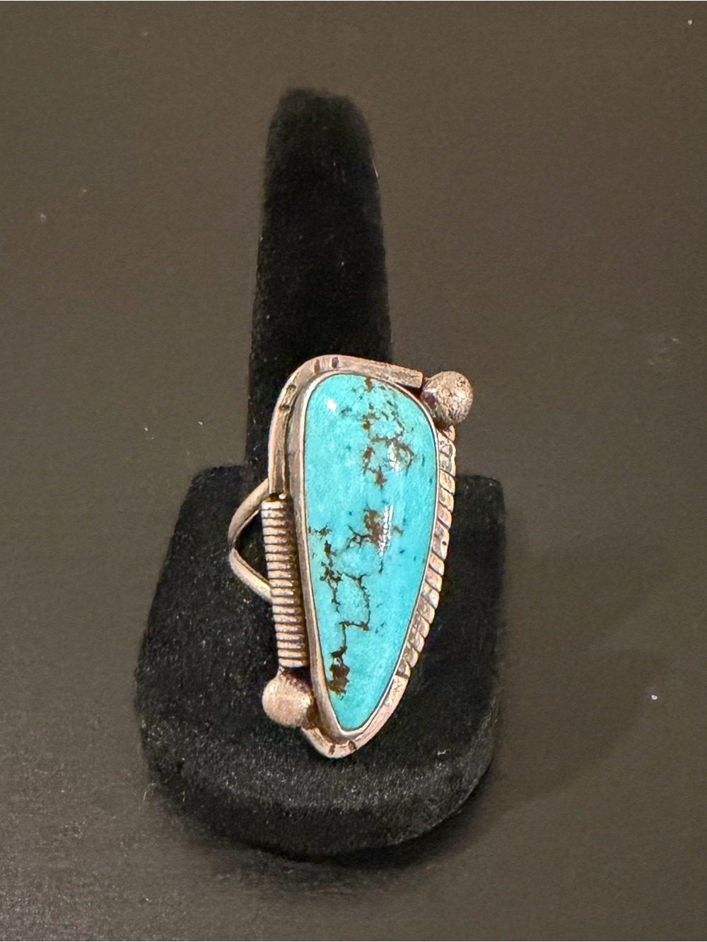 Silver Ring Handmade With Bisbee Turquoise, Size 8.5